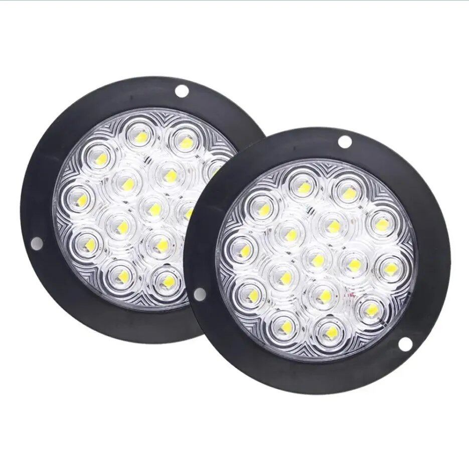 1/2 12V/24V 16-LED 4-inch Round Rear Tail Lights with Turn Signals, Brake, Stop, and Reverse Lights for Cars, Trucks, Trailers, and Commercial Vehicles. Available in Red, Yellow, and White. Ships from: Parallel Import.