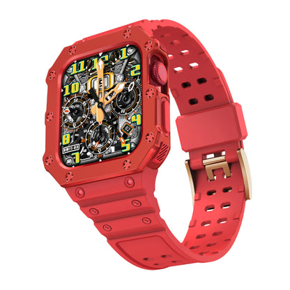 Apple Watch Band with Protective Case, Shockproof Sport Bumper - Compatible with Apple Watch SE and iWatch Series 8, 7, 6, 5, 4, 3, 2, and 1, Rugged Design, Band Color: mm, Parallel Import