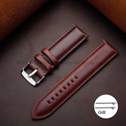 Genuine Leather Watch Band, Vintage Style, 18mm, 20mm, 22mm, 24mm, 26mm, DW Compatible, Quick Release, Universal Wristband, Band Color: mm, Parallel Import