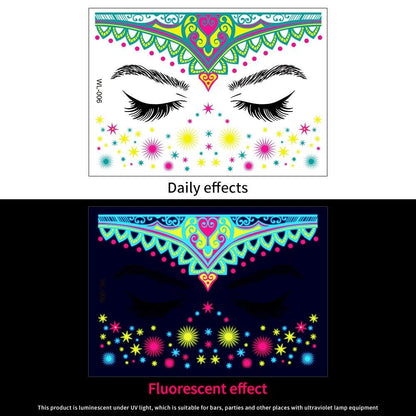 1/5/8-Piece 3D Face and Eye Tattoo Stickers for Party Makeup, Diamond Rhinestone Stickers, Self-Adhesive Mixed Crystal Face Decoration Stickers, Parallel Import