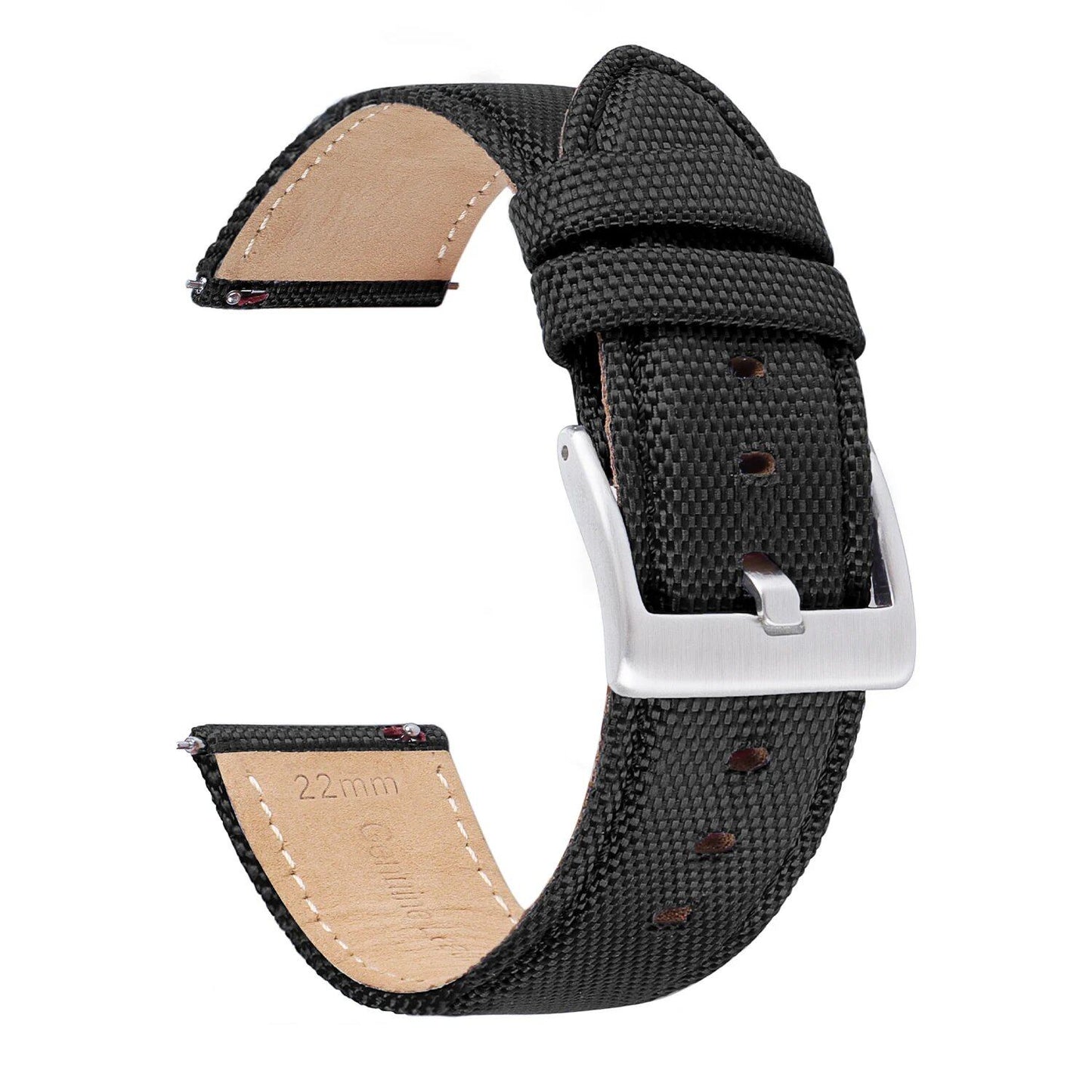 "20/22mm Nylon Canvas Leather Strap for Swatch Samsung Galaxy Watch4, Quick Release, 7 Colors, Men's and Women's Sports Watch Band" Band Color: mm, Parallel Import