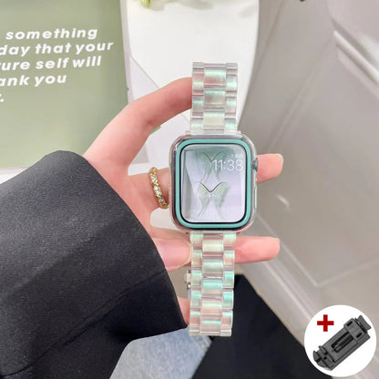 Rainbow Resin Transparent Band for Apple Watch Ultra 2 (49mm, 10, 46mm, 7, 8, 9, 41, 45mm, 38, 40, 42, 44mm) - iWatch SE, 6, 5 Strap. Band Color: ; Ships from: Parallel Import
