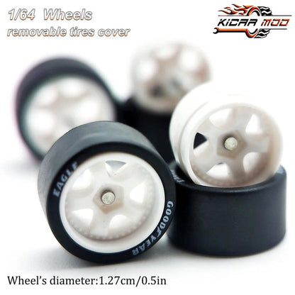 1/64 Scale Work S1 Rubber Tire Wheels, Large Size, Diecast Model Car Modification Parts for Hot Wheels, Matchbox, and Tomica, D:13mm, 1 Set, Parallel Import