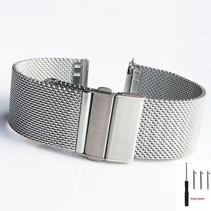 16mm, 18mm, 20mm, 22mm Quick Release Milanese Loop Mesh Watch Band with Stainless Steel Metal Folding Buckle, Wrist Strap, Accessories, Band Color: mm, Parallel Import