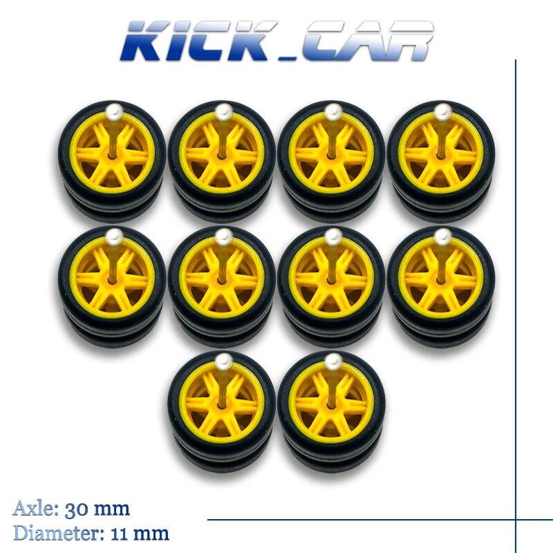 1/64 Scale 6-Spoke Wheel Set with Fixed Rubber Tires for Diecast Model Cars, Hot Wheels Modification Parts (5 Sets for 5 Cars), Color: MMW, Parallel Import