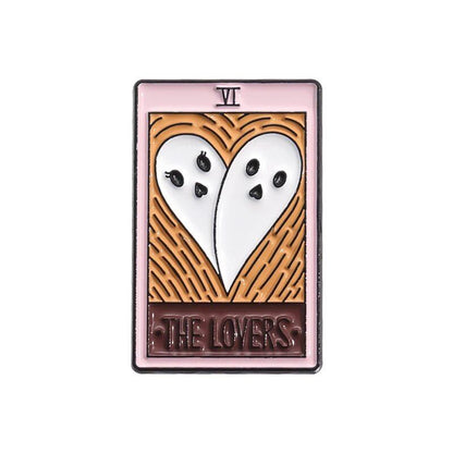 Halloween Ghost Tarot Enamel Pin - Custom Pumpkin Chainsaw Ghost Brooch Lapel Badge Funny Jewelry Gift for Friends Main Stone Color: Black; Metal Color: QHXZ24 Parallel Import