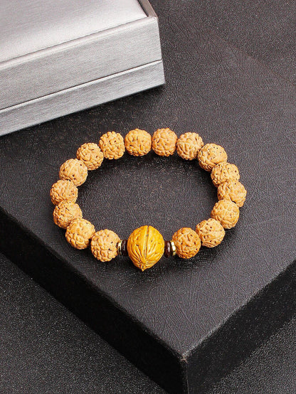 12mm Vajra Bodhi Rudraksha Bracelet with Red Tiger Eye and Aquamarine (Protection, Courage, Calmness, Mental Energy, Harmony) Length: 12mm (Parallel Import)