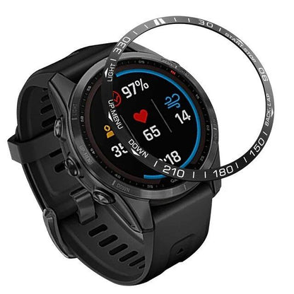 Garmin Fenix 7/7X/6/6X Solar Sapphire Metal Bezel Ring with Time Frame and Glass Screen Protector, Smartwatch Protective Case (Imported)