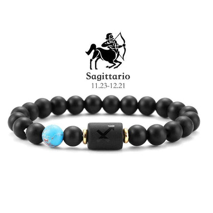 12 Zodiac Signs Bracelet with Natural Stones, Capricorn, Virgo, Leo, and Libra, for Men and Women, Couples, Friends, and Couples; Jewelry Gift; Length: 18-19cm, Parallel Import