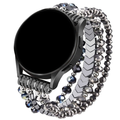 サムスン Galaxy Watch 6/5/4 40mm/44mm バンド、Galaxy Watch Active 2 42mm/46mm バンド用 20mm ハンドメイド ファッション エラスティック クリスタルビーズ レディース バンドカラー： 並行輸入品