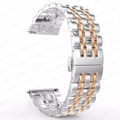 22mm and 20mm Stainless Steel Bands for Samsung Galaxy Watch 3, 4, 5 (45mm), Gear S3 (46mm and 42mm), and Active 2 (40mm and 44mm) - Compatible with Amazfit BIP 2 and GTR. Band Color: mm; Ships from: Parallel Import