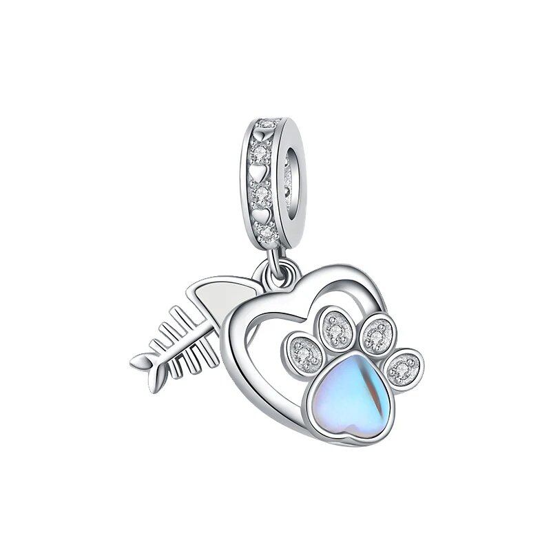 925 Sterling Silver Zodiac Lucky Charm Pendant, Custom Bracelet Charm Beads, Necklace, DIY Women's Jewelry, Gem Color, Parallel Import