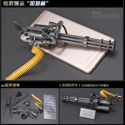 1/6 Scale Gatling M134, Barrett AK47, MG42 Assembled Toy Gun Model, Puzzle Blocks, Action Figure Weapon, Color: Parallel Import