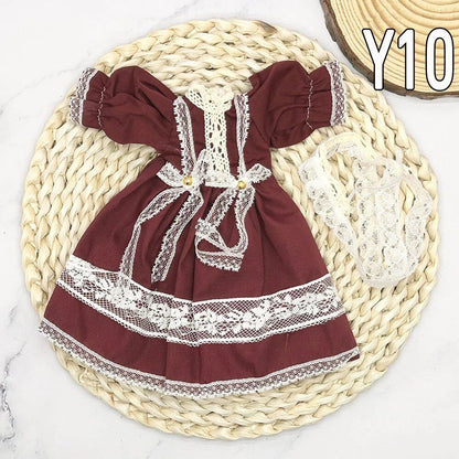 1/6 Scale BJD Doll Clothes Full Set (30cm) Anime Cute Reborn Doll Skirt, Hat, and Head Dress for Girls, Gift, Dress-Up DIY Dollhouse Toy, Parallel Import