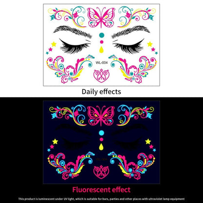 1/5/8-Piece 3D Face and Eye Tattoo Stickers for Party Makeup, Diamond Rhinestone Stickers, Self-Adhesive Mixed Crystal Face Decoration Stickers, Parallel Import