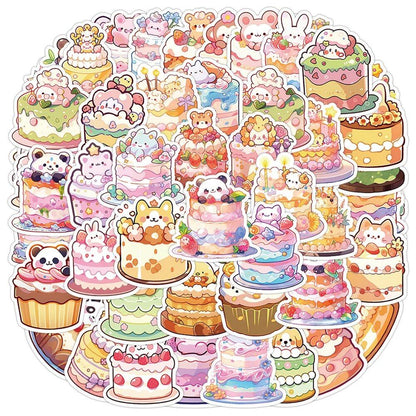 10/30/60個入り かわいいケーキと動物のキャラクター おしゃれステッカー DIY ノートPC・スーツケース・文房具用 子供向けおもちゃ カラー：キュート 並行輸入品
