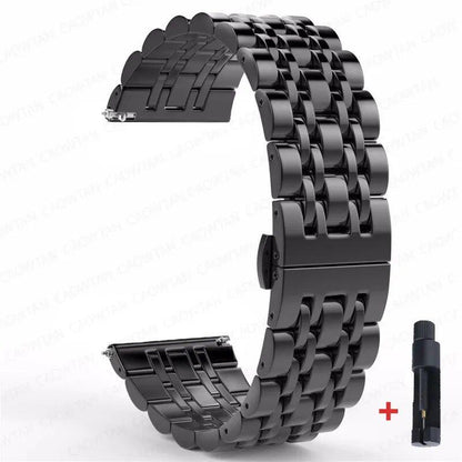 22mm and 20mm Stainless Steel Bands for Samsung Galaxy Watch 3, 4, 5 (45mm), Gear S3 (46mm and 42mm), and Active 2 (40mm and 44mm) - Compatible with Amazfit BIP 2 and GTR. Band Color: mm; Ships from: Parallel Import