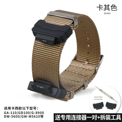 Camouflage Nylon Watch Strap for G-SHOCK - Compatible with CASIO G-SHOCK GA-110/300/DW6900/GD120/G-5600/GW-M5610/GLS8900, Imported