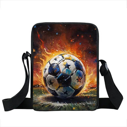 クールなゴールデンサッカー クラウンプリント クロスボディバッグ 熱血フットボール スポーツハンドバッグ ティーン向け 男女兼用 携帯ホルダー付き ブックバッグ カラー：xkbg 並行輸入品