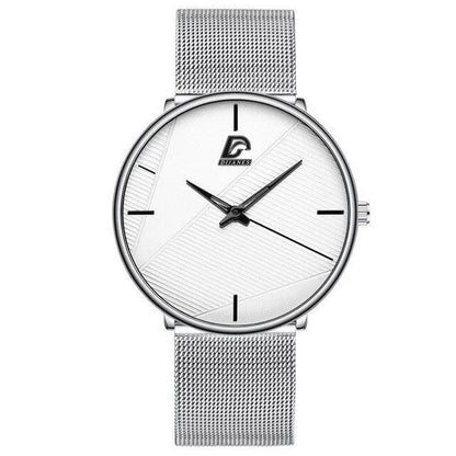 Fashionable Men's Minimalist Watch, Simple Business Style, Ultra-Thin, Stainless Steel Mesh Strap, Quartz Movement, Relogio Masculino, Color: Parallel Import