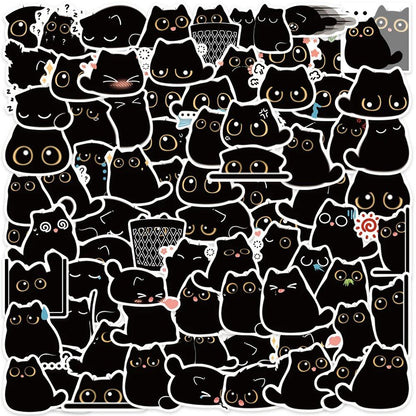 Black Cat Cute Vintage Stickers (10/20/40/80 Sheets) for DIY Notebooks, Guitars, Scrapbooking, Bikes, Suitcases, and Doodles (0 Count, Parallel Import)
