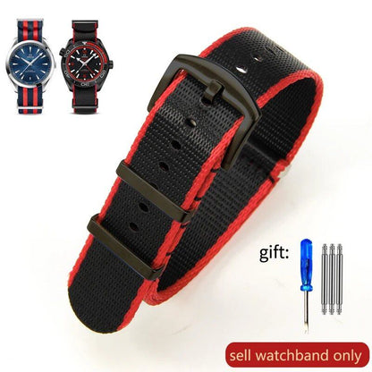 Breathable Soft Nylon Men's Watch Band for Omega 300 Ghost Party 007, Longines Conquest, Seiko, and Casio, 20mm and 22mm, Size 2, Parallel Import