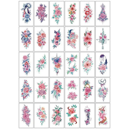 10/20/30/50 Sheets of Waterproof Temporary Tattoo Stickers, Removable Body Art, Butterfly and Flower Designs for Men and Women, Stylish, Imported