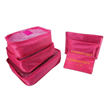 Set of 6 Travel Storage Bags for Clothes, Wardrobe, Suitcase, and Shoe Storage, Packing Cubes, Travel Organization Bags (Parallel Import)