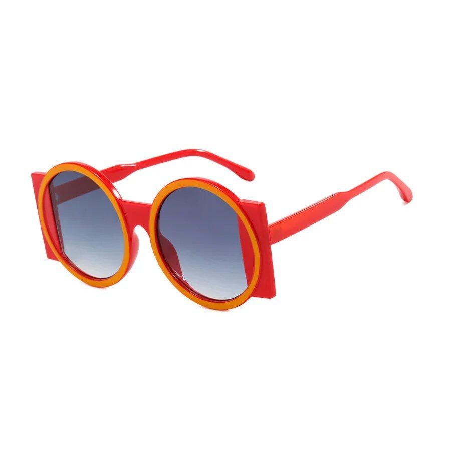 FEYE Round Two-Tone Sunglasses for Men and Women, Retro Fashion Eyewear for Outdoor, Hip Hop, Travel, Beach, and Decorative Glasses, Parallel Import