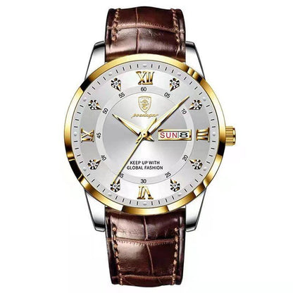 POEDAGAR Luxury Men's Waterproof Luminous Leather Quartz Watch for Casual, Sports, and Military Styles. Color: 836. Imported.