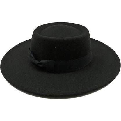 Winter Bowtie Fedora Hat with Textured Surface, Flat Top, and Elastic Band. Red. Men's and Women's Jazz Hat. Sizes: 56-58cm. Ships from: Parallel Import.