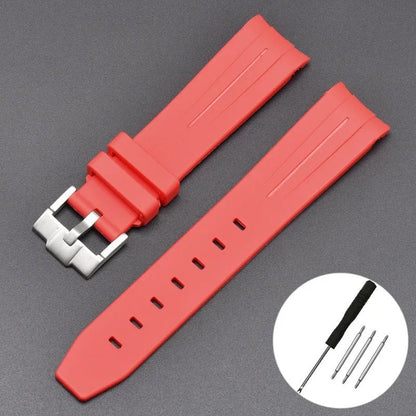 New 20mm Bent End Rubber Watch Strap for Omega Moonwatch, Joint Constellation, Men's Waterproof Sports Watch Band, Band Color: 20mm; Band Width: 20mm, Parallel Import