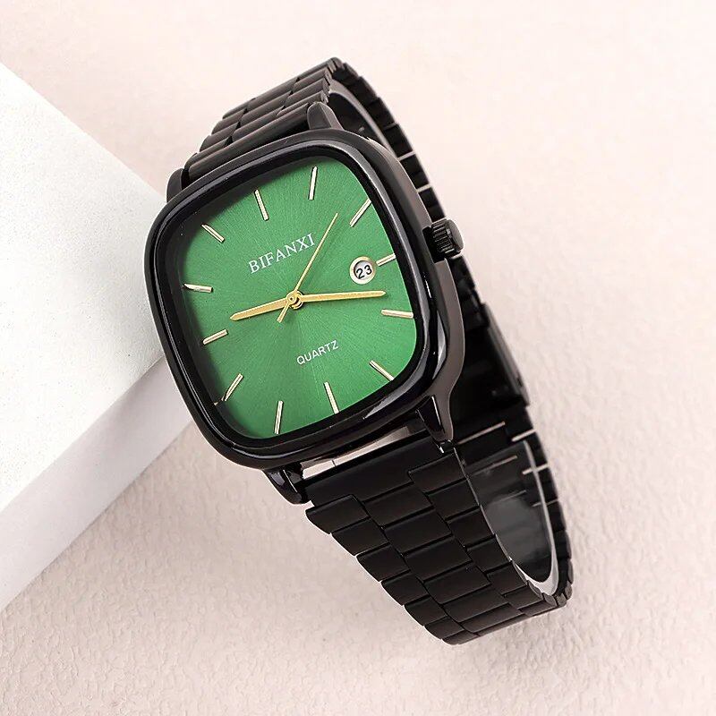 Business Men's Waterproof Quartz Watch with Luxury Blue Silver Steel Strap, Women's Fashion Calendar Watch, Wholesale, Parallel Import