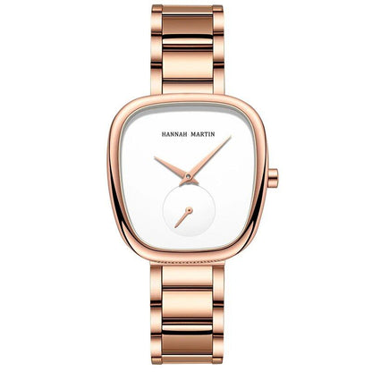 2023 New Women's Quartz Watch, 34mm, Wine Red, Rose Gold, Black, Stopwatch, Stylish Minimalist Oval Watch, Color: 1251G - Parallel Import