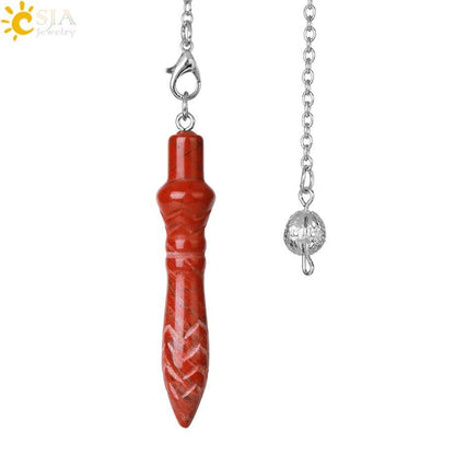 CSJA Spiritual Crystal Pendulum, Healing Pink Quartz, Dowsing Cone Pendant for Divination, Radiance Star Zia S971, Metal Color: Parallel Import