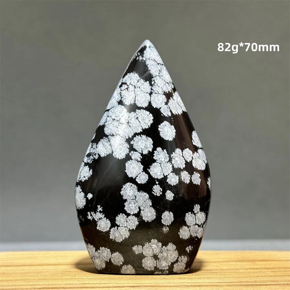Snowflake Obsidian Freeform Ornament with Natural Quartz, Reiki, Meditation, Healing, Witchcraft, Energy Decoration, Home Gift, Color: Parallel Import