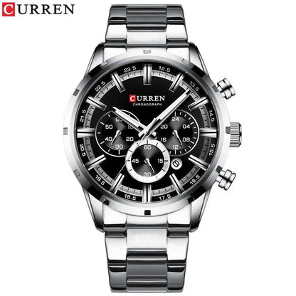 Karen Men's Watch with Blue Dial, Stainless Steel Band, Date Display, Waterproof, Luxury Business Watch, Imported