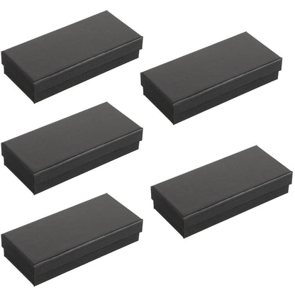 Pack of 5 Rectangular Watch Boxes, Travel Watch Cases, Jewelry Storage, Paper Gift Boxes with Sponge, Black, Parallel Import