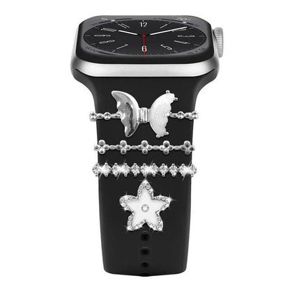 Diamond Jewelry-Embossed Band for Apple Watch Ultra 2, 9, 8, and 7, Compatible with Samsung and Huawei, 20/22mm Bracelet Strap, Band Color: ; Ships from: Parallel Import
