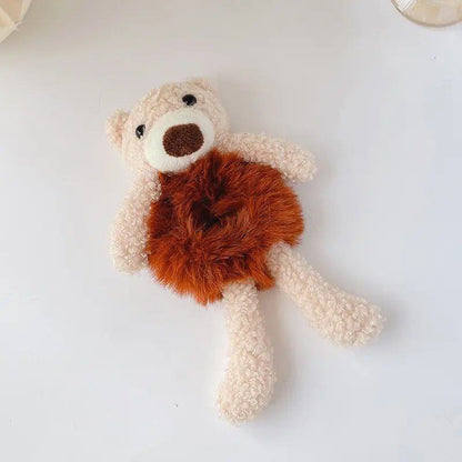 1/2-Piece Cute Bear Hairband for Girls, Scrunch, Fluffy Bunny Fur Hair Tie, Soft and Warm, Stylish Hair Accessory, Parallel Import
