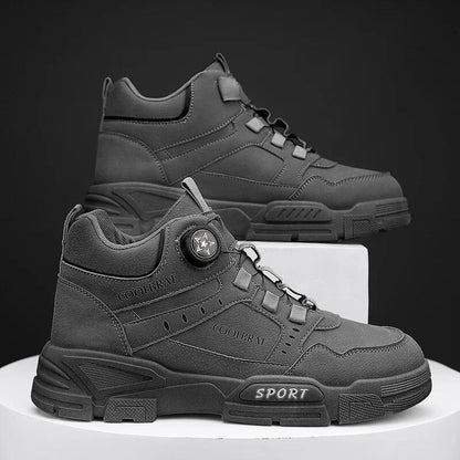 New Men's High-Top Platform Casual Boots with Swivel Buttons, Cargo Boots, Bike Boots, and Ankle Sneakers (Parallel Import)