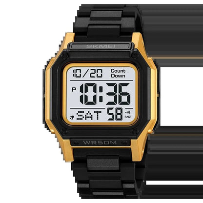 SKMEI Men's Waterproof Sports Watch with Countdown Stopwatch, Digital Watch, Dual Time Display, Fashionable Men's Clock; Imported