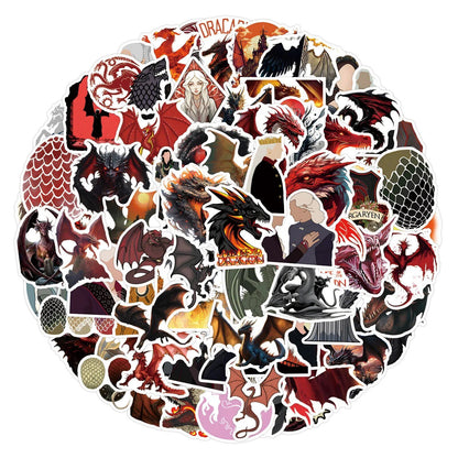 10/30/50/110 Sheets Dragon's House Stickers Game of Thrones Cartoon TV Show Decals for Luggage, Laptops, Cell Phones, Guitars, Cars, Bicycles, and Toys. Color: Parallel Import