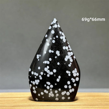 Snowflake Obsidian Freeform Ornament with Natural Quartz, Reiki, Meditation, Healing, Witchcraft, Energy Decoration, Home Gift, Color: Parallel Import
