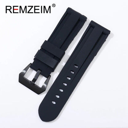 Soft Silicone Sports Watch Band, Waterproof, Men's Replacement Strap with Black Buckle, Compatible with 22mm, 24mm, and 26mm Watches, Band Color: mm, Parallel Import