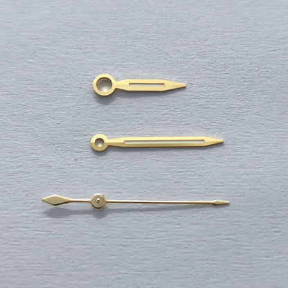High-quality watch hands set for NH35, NH36, NH38, NH39, NH70, NH72, 7S26, 7S36, 4R35, and 4R36 watches. Available in silver, gold, rose gold, and black with fluorescent coating. Parallel import.