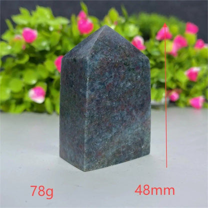天然水晶 レッドグリーンサファイア 四角柱タワー 鉱物標本 スピリチュアル 瞑想 魔術 ギフトストーン  並行輸入品