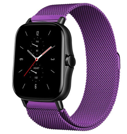 Magnetic Loop Mesh Smartwatch Band for Amazfit GTS/GTR/Bip 5 (Compatible with 20mm/22mm/47mm Watches) - Metal Mesh Strap, Band Color: mm; Ships from: Parallel Import
