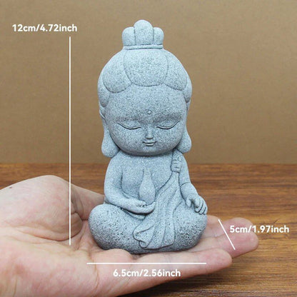 石仏像 小さな僧侶 チベット仏教フィギュア 禅ガーデン ヨガオーナメント 瞑想 ホームアクアリウム装飾  並行輸入品