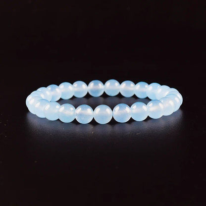 Natural Aquamarine and Agate Bead Bracelet for Women, Single Circle Crystal Bracelet, Romantic, Casual, Yoga, Meditation, Gift, Long, Parallel Import